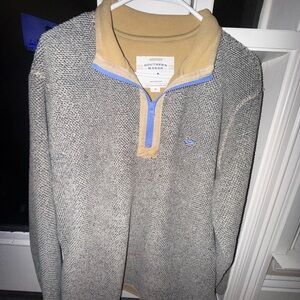 Southern Marsh Men's Zip-Up Sweater in Gray and Tan